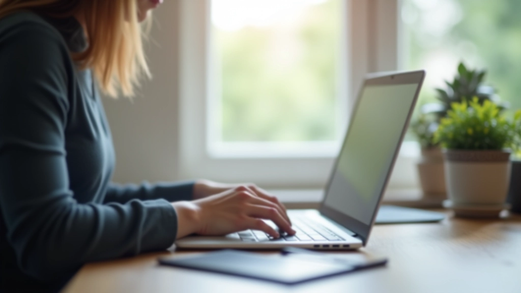 Personne tapant sur clavier d'ordinateur, remplissant formulaire en ligne avec concentration